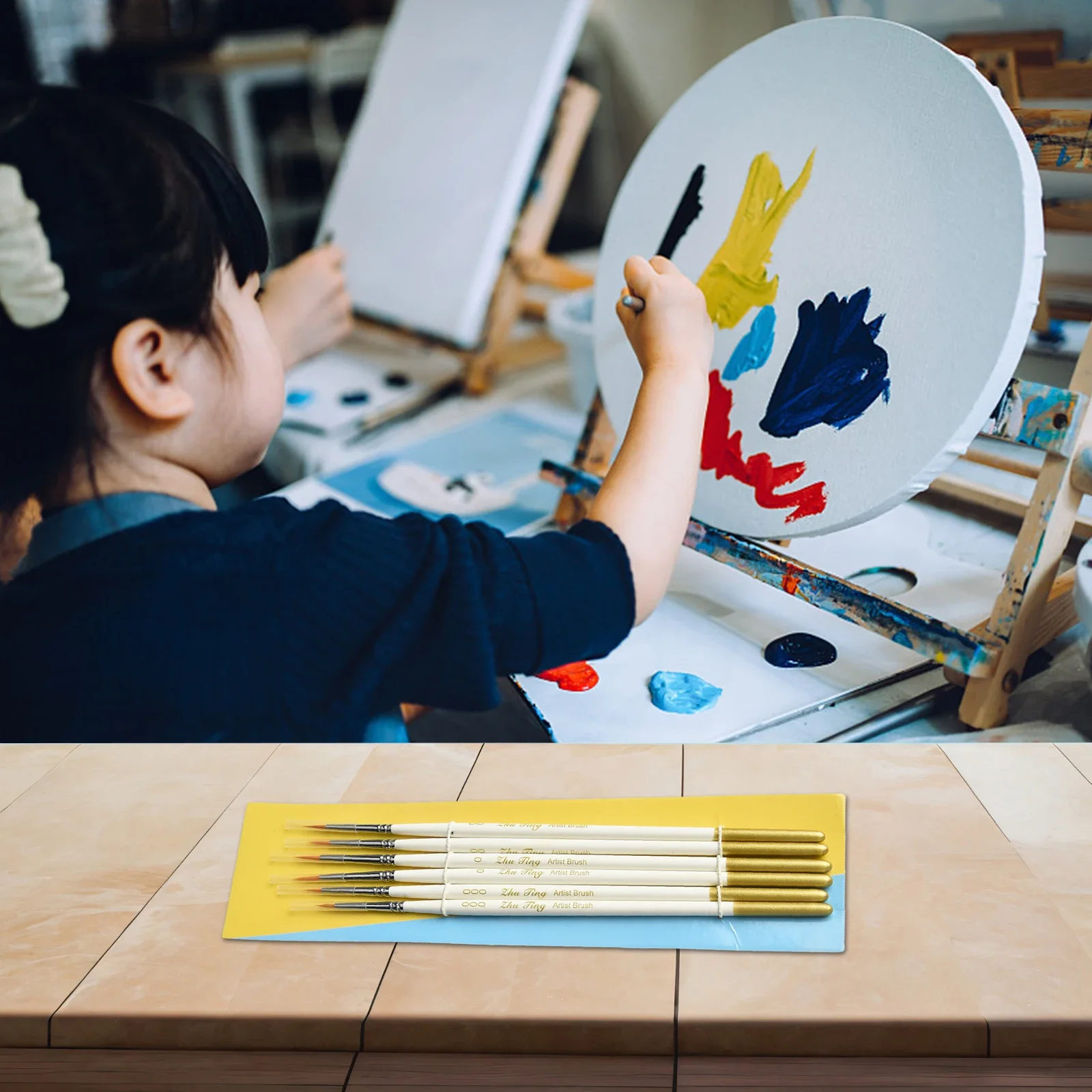 Conjunto de canetas de desenho com 6 pacotes, conjunto de pincéis de pintura a óleo guache para arte para pinturas, tinta de secagem rápida, cores brilhantes, fluxo de tinta consistente