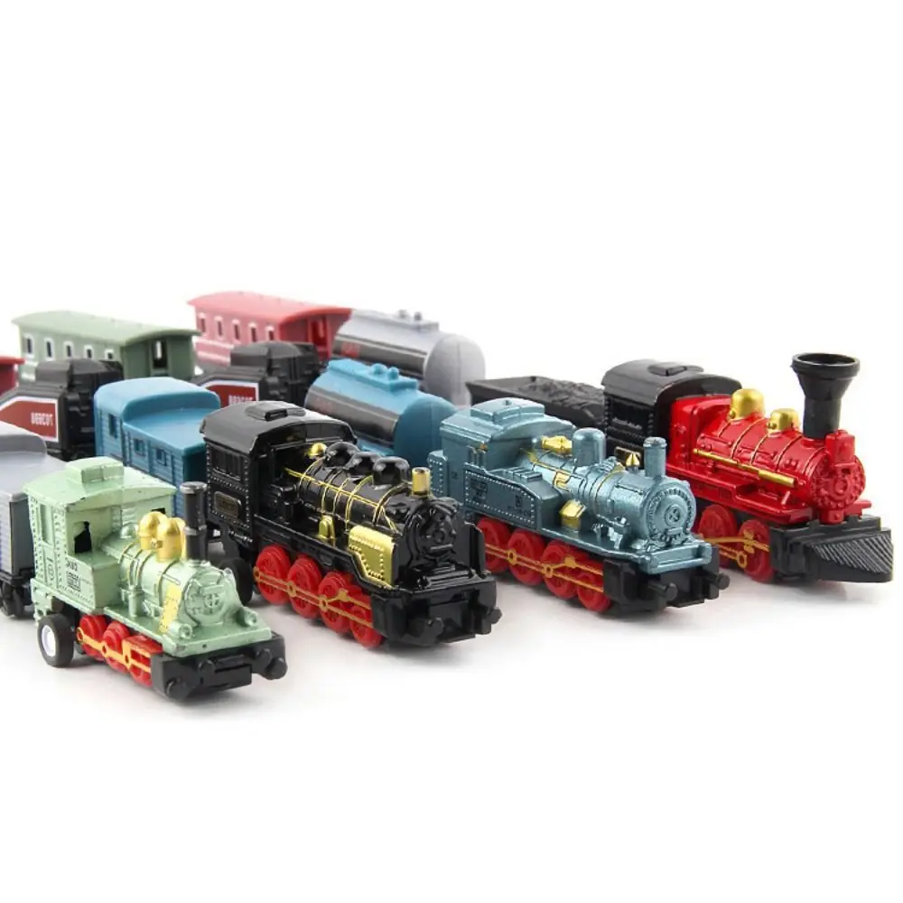 Diecast 1:60 Retro Steam Train Model Miniature Pull-back Pull Back Model Train Inertia Alloy Headstock Simulation Train Toy