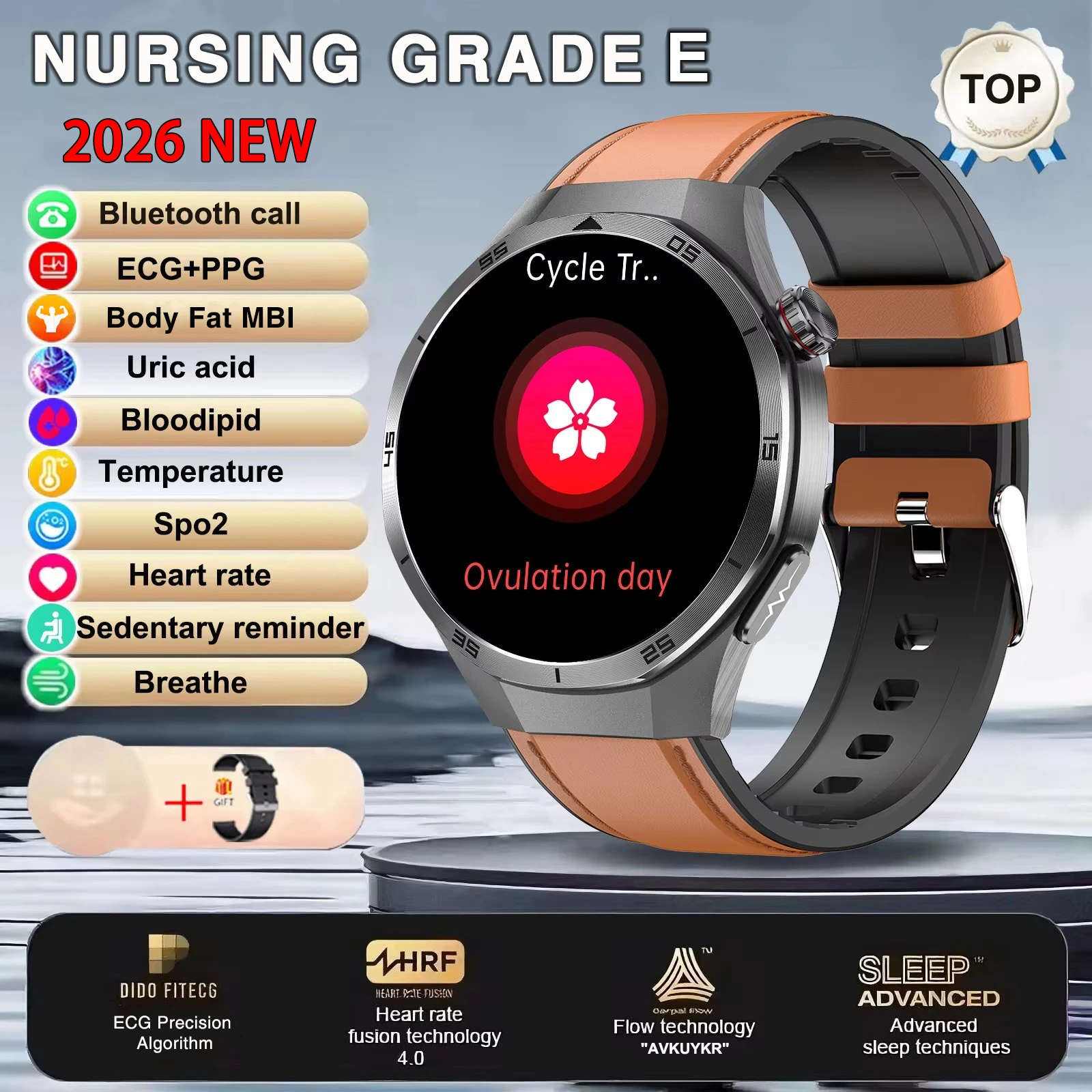 2026 New Nursing Grade ECG+PPG Smart Watch Health Analysis Blood pressure Lipids Uric acid Wireless HD Call Smartwatch Men Women image 3