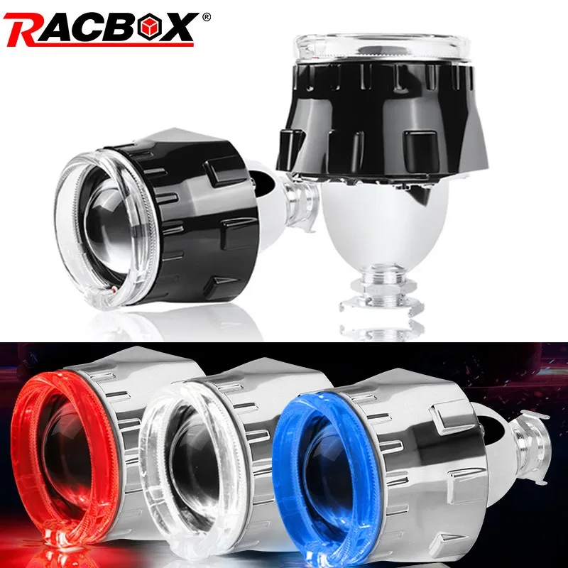 Angel Eyes Projecteur Lentille 2.5 Pouces BI Xenon HID - Compatible H4 H7 H1 Pour Voiture