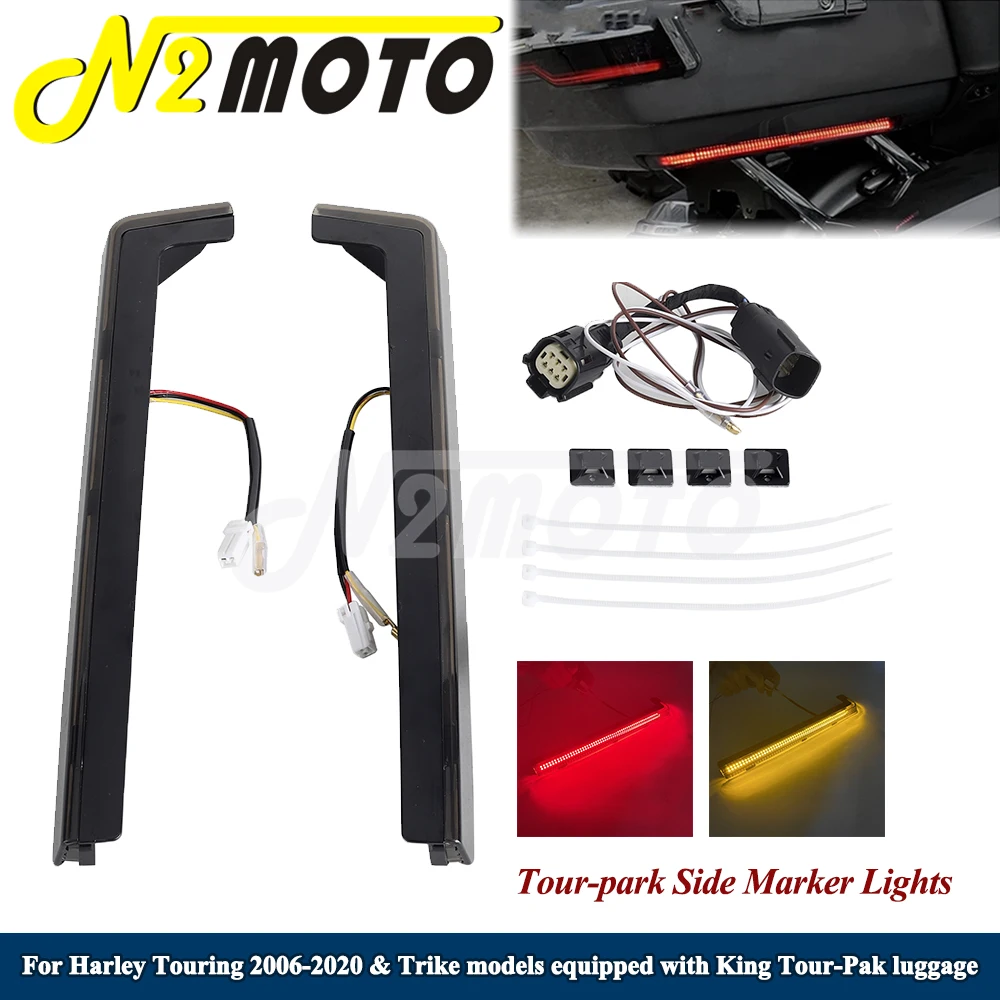 Smoke Lens Tour Pak Pack Accent Side Panel Top Box LED Turn Brake Light For Harley Touring Road Glide Trike FLTRX 2006-20 FLHTK