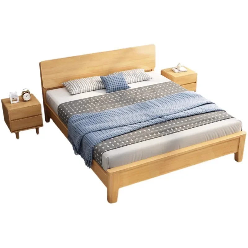 

Nordic solid wood bed, modern simple all solid wood 1.2 meters single rental room double master bedroom wooden bed