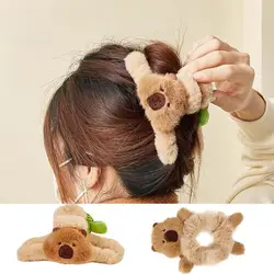 Capybara Hair Holder Adorable Capybara Hair Clip Plush Hair Ties Fuzzy Animal Hair Clips Plush Hair Clamps Plush Hair Claw