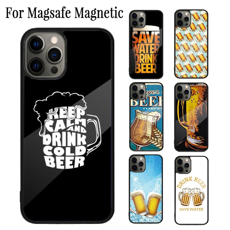 Drink Beer Magnetic Phone Case Coque For iPhone 16 15 14 Plus 13 12 Mini 11 Pro Max Magsafe Wireless Charging Cover