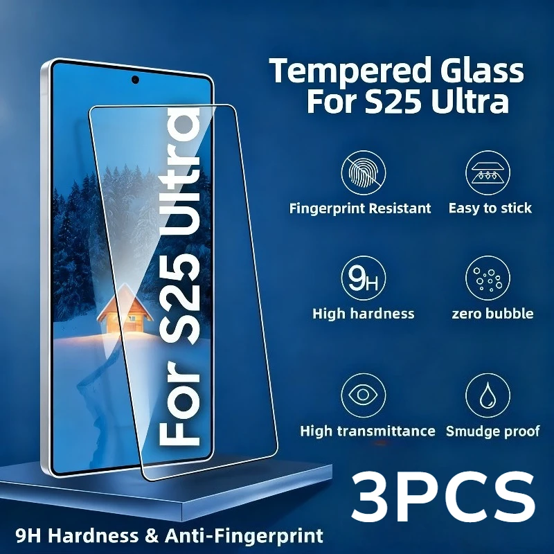 3er-Pack HD-Displayschutzfolie aus gehärtetem Glas für Samsung Galaxy S25 S24 Ultra S24 S25 Plus S23 S22 S21 Plus FE Schutzglas