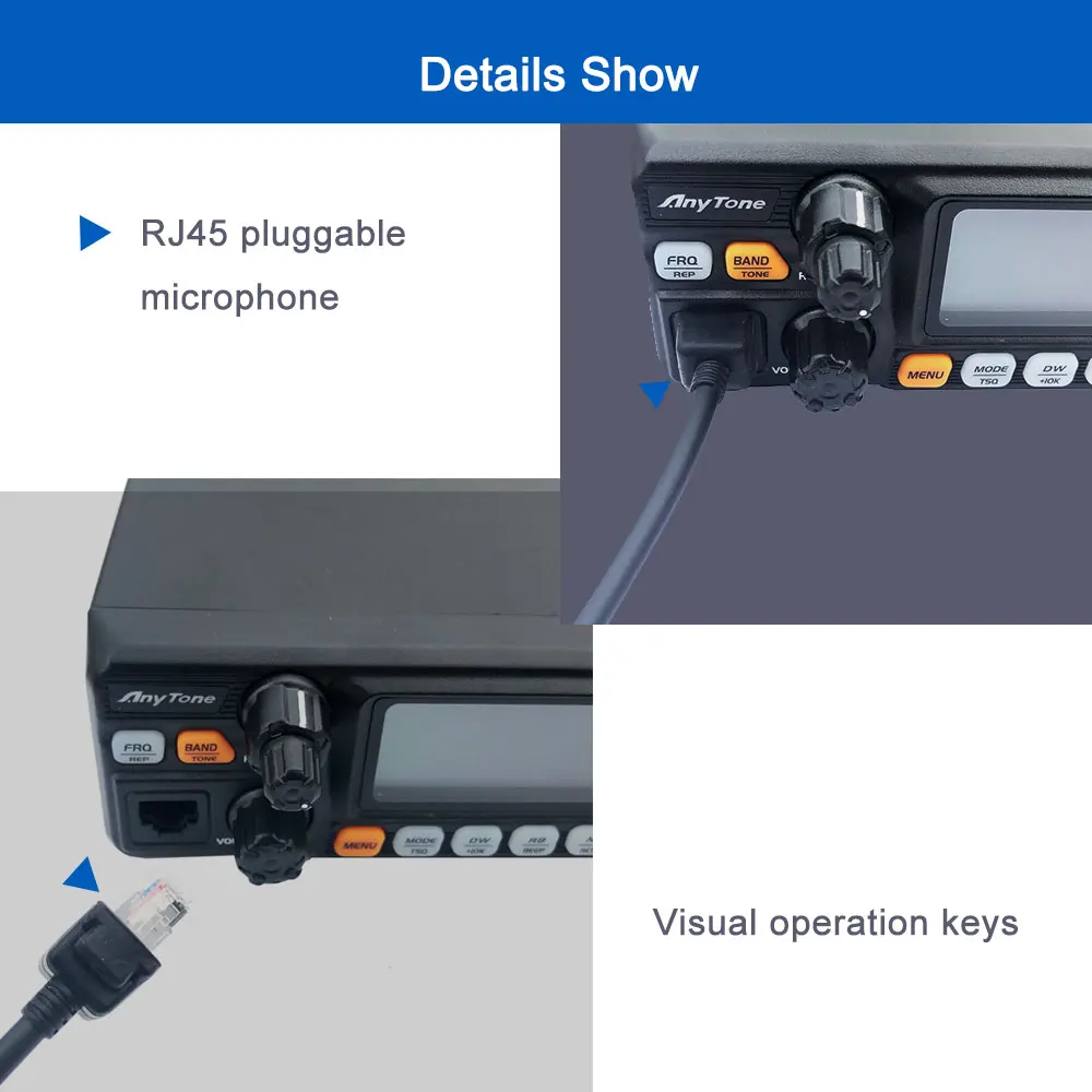 New ANYTONE AT-5555N II CB Radio 25.615 - 30.105 Mhz 40 Channel Mobile Transceive AM/FM/SSB 11 Meter Radio