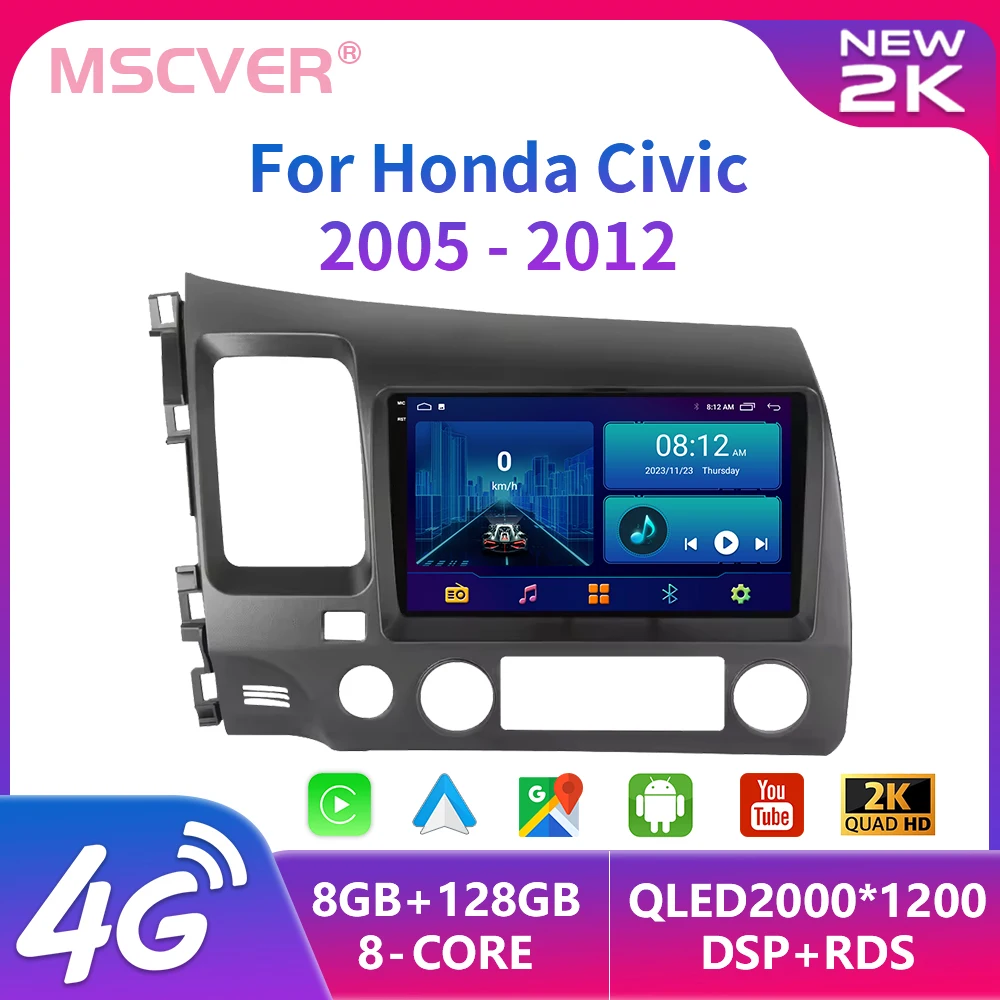 

2 Din Android 13 For Honda Civic 2005-2012 Car Radio Multimedia Video Player Auto 4G GPS Navigation Carplay Autoradio Head Unit