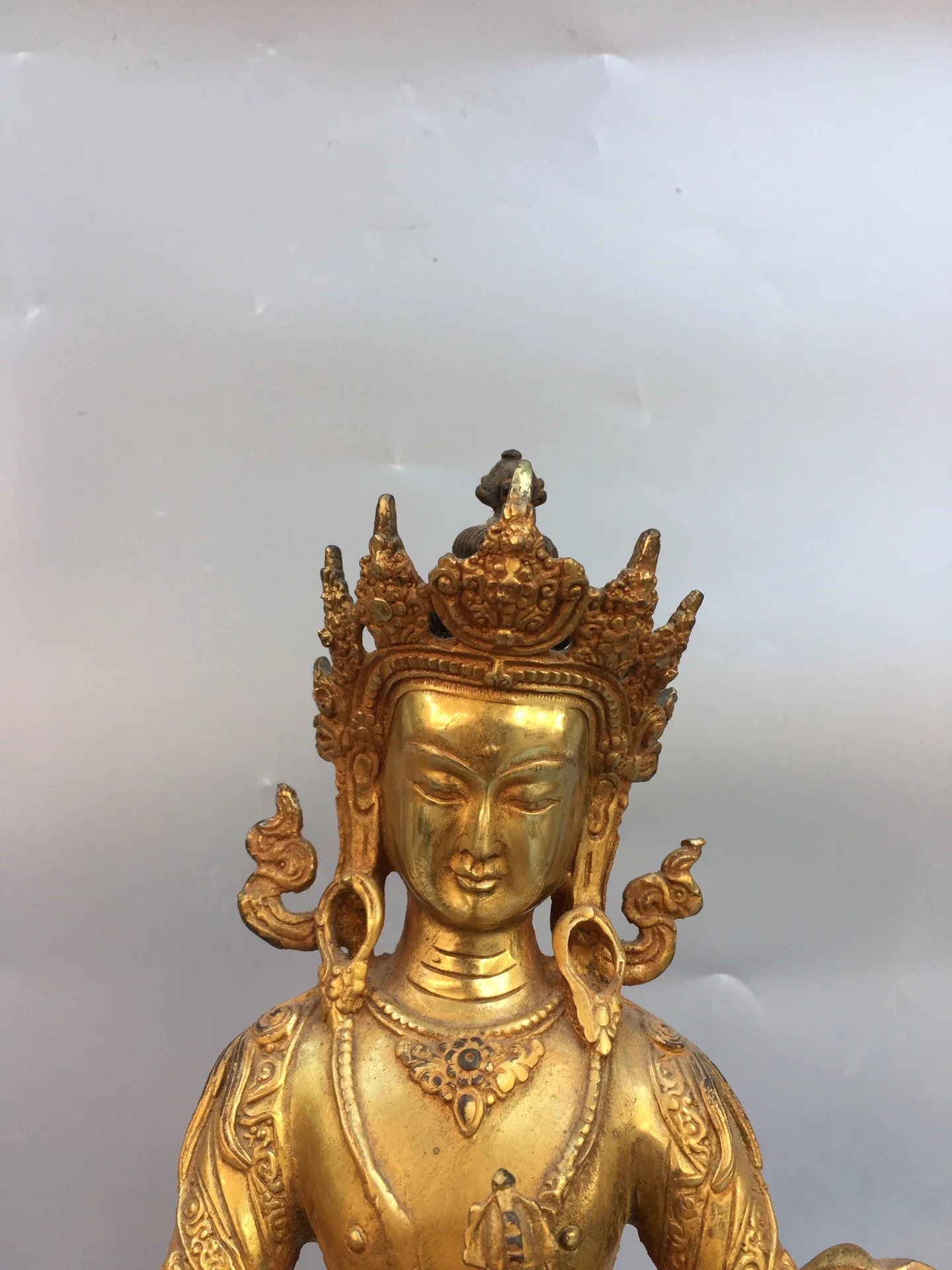 The ancient Chinese refined bronze gilded Vajrasattva Tantric Buddha statue is exquisite and thick