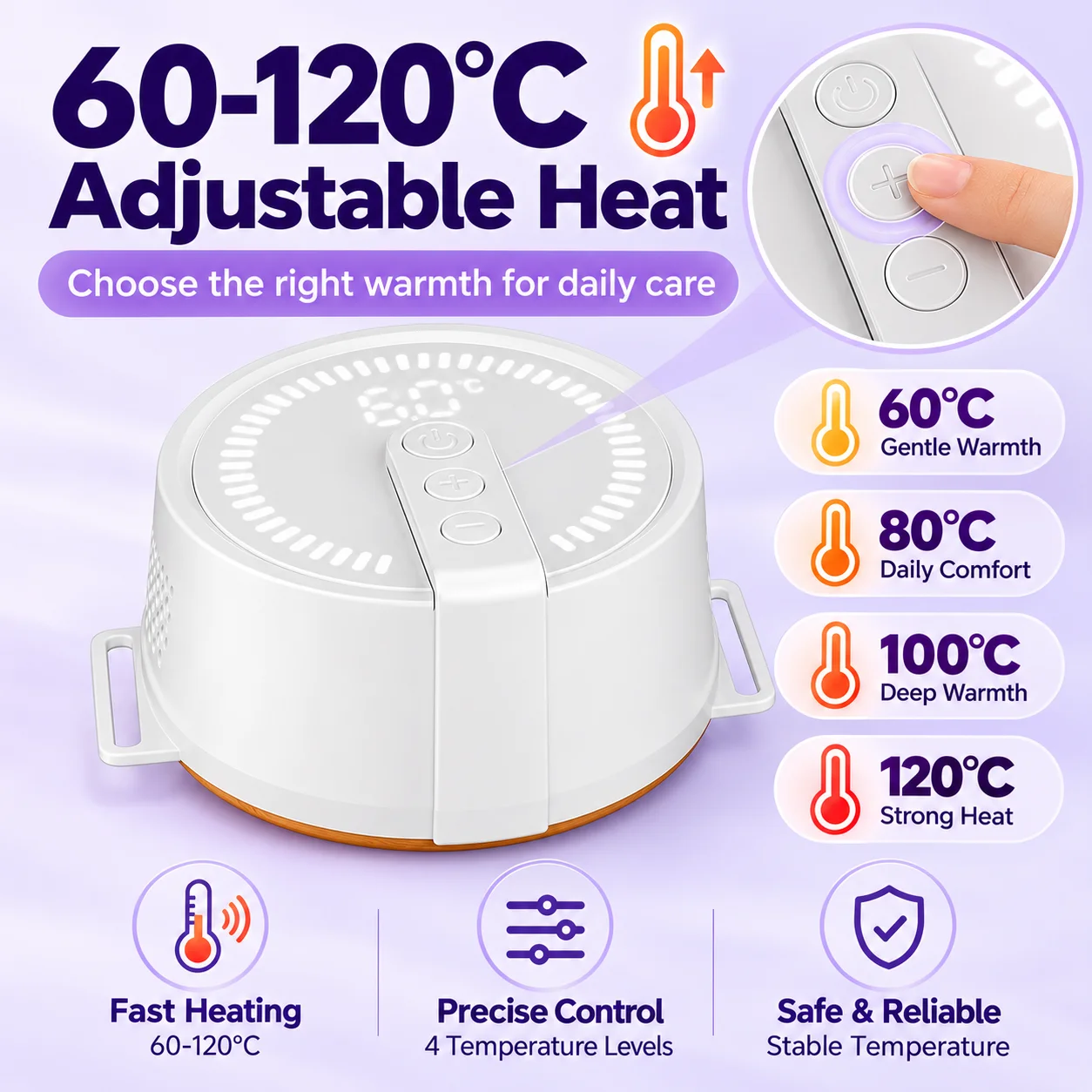 Electric Moxibustion Box Rechargeable Heat Device Adjustable Temperature Timer Portable Moxa Warmer with Straps for Home Use