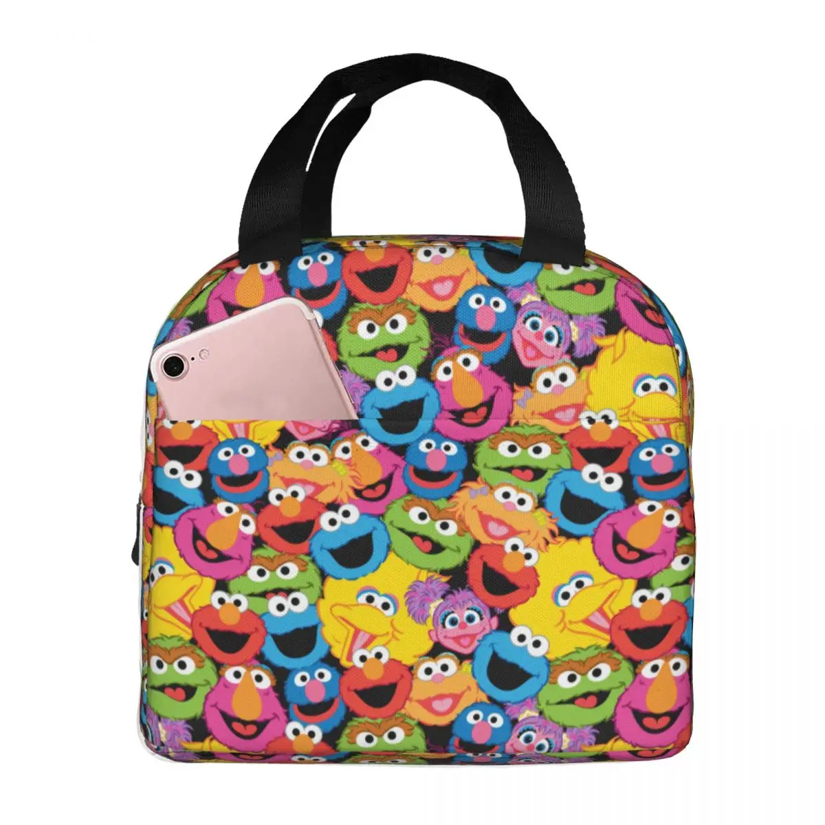 Cute-S-Cookied-S-Monstered Insulated Lunch Bags Thermal Bag Meal Container Sesamed Streeted Tote Lunch Box Food Storage Bags