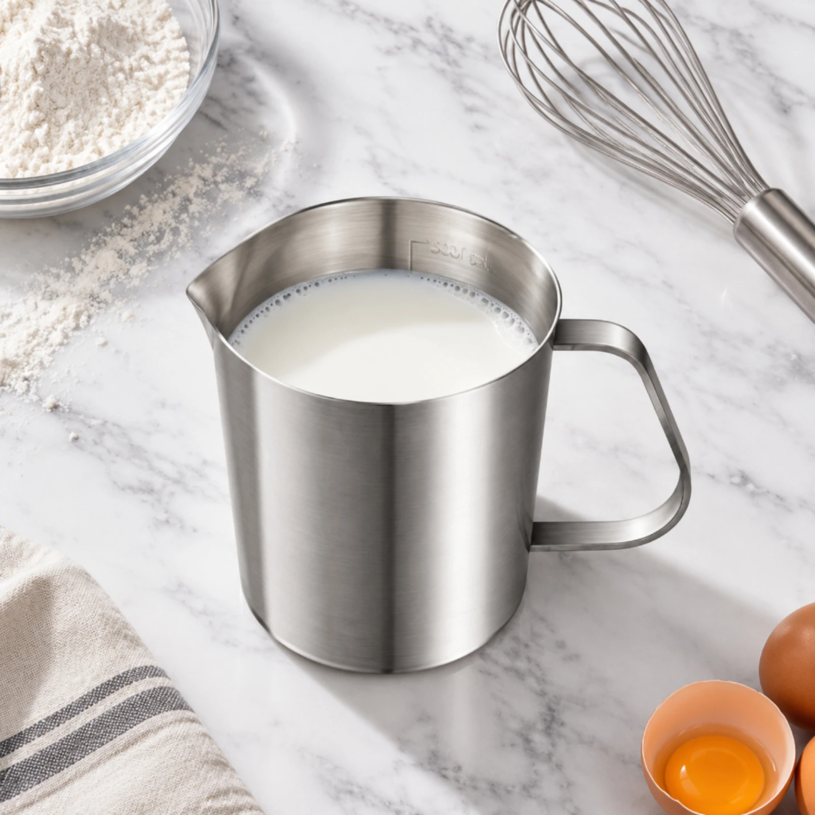 304 Stainless Steel Measuring Cup Food-Contact Safe Metal Measuring Cup with Handle Accurate Polished Finish for Baristas