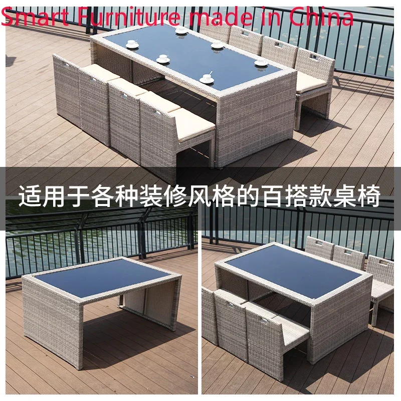 

Combination of outdoor tables and chairs leisure balcony rattan chairs outdoor garden patio dining table rattan furniture