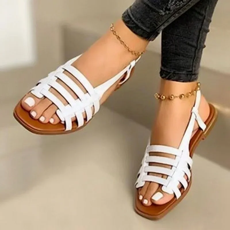 Sandalias de mujer a la venta, sandalias de gladiador de verano 2023, Zapatos informales poco profundos sin cordones, Zapatos de mujer romanos, calzado femenino para exteriores, Zapatos