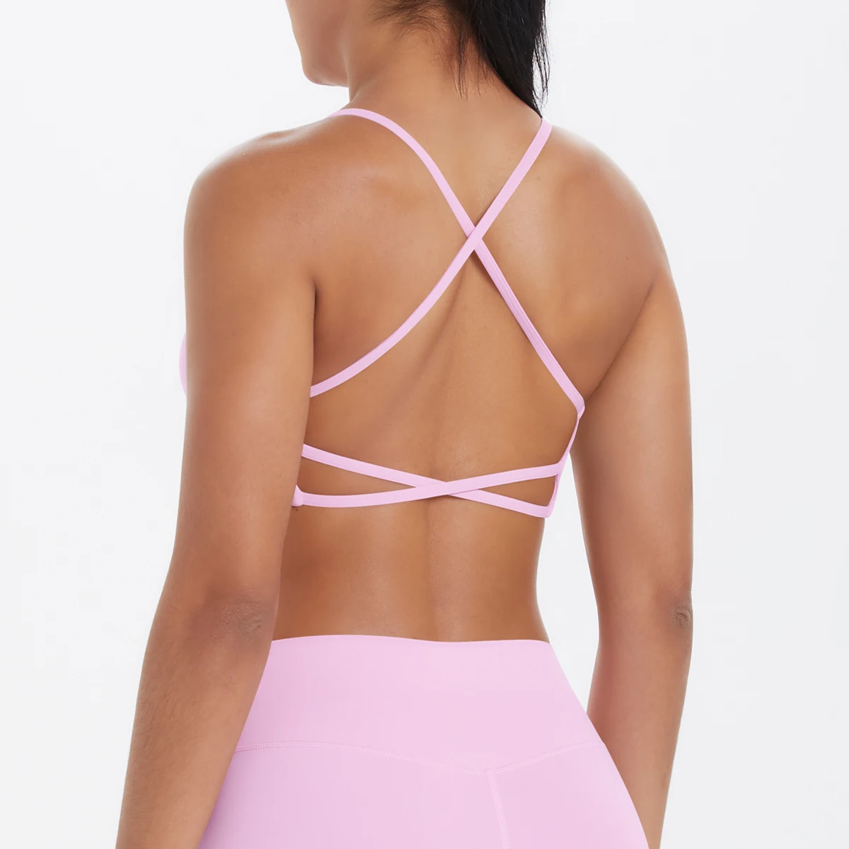 Tanktop für Damen, Yoga-BH, Yoga-Unterwäsche mit Brustpolster, einfarbig, schöner Rücken, Kreuz-BH, stoßfestes Workout-Top für Fitness und Laufen. – Detail 32