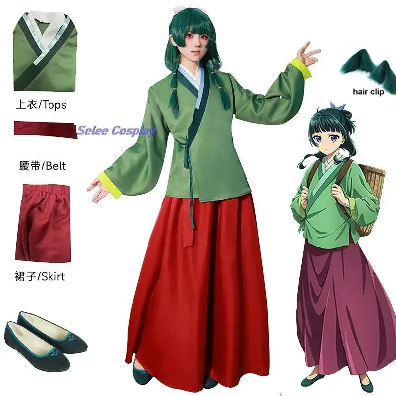 hhh 2025Maomao شعر مستعار آذان يوميات الصيدلية النساء أنيمي تأثيري الصينية Hanfu القديمة زي يتوهم لطيف البدلة