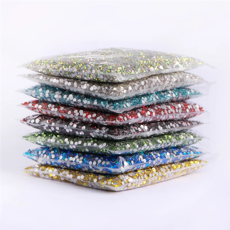 Rhinestones Bulk Wholesale SS3-SS30 Glass Flatback Rhinestone Glitter Round Crystal AB Glue On Stones for Nails Art Clothes