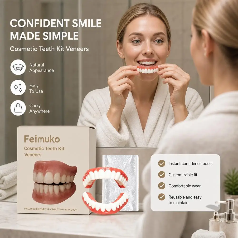 Soft Silicone Upper&Lower Dentures Comfort Realistic False Teeth Bright Smile Teeth Appliance for Adults 2026 New Hot Selling ﻿
