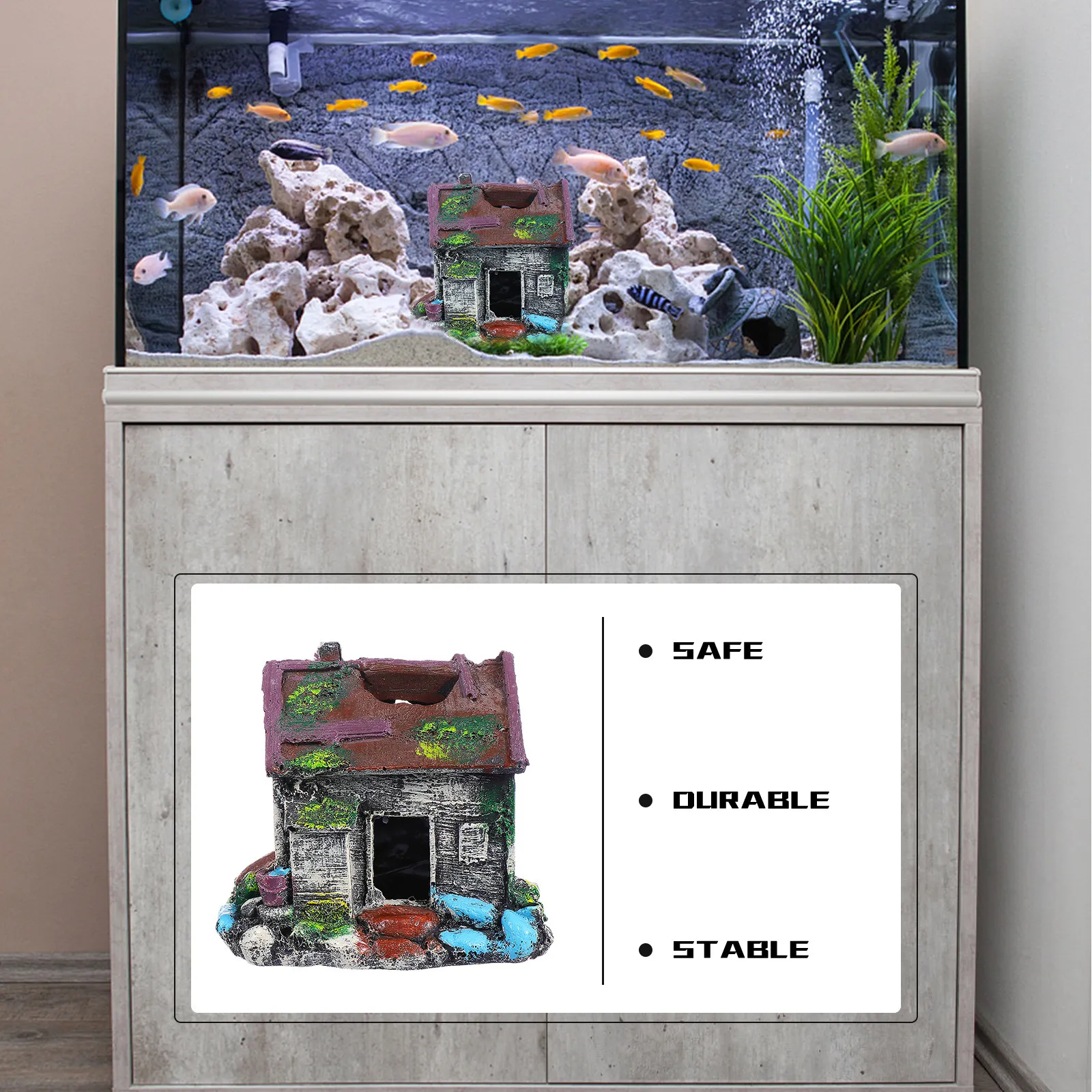 

Реалистичное украшение для аквариума: Декоративная пещера-укрытие для рыб из смолы, имитирующая живую рыбу, для пресноводных и морских аквариумов