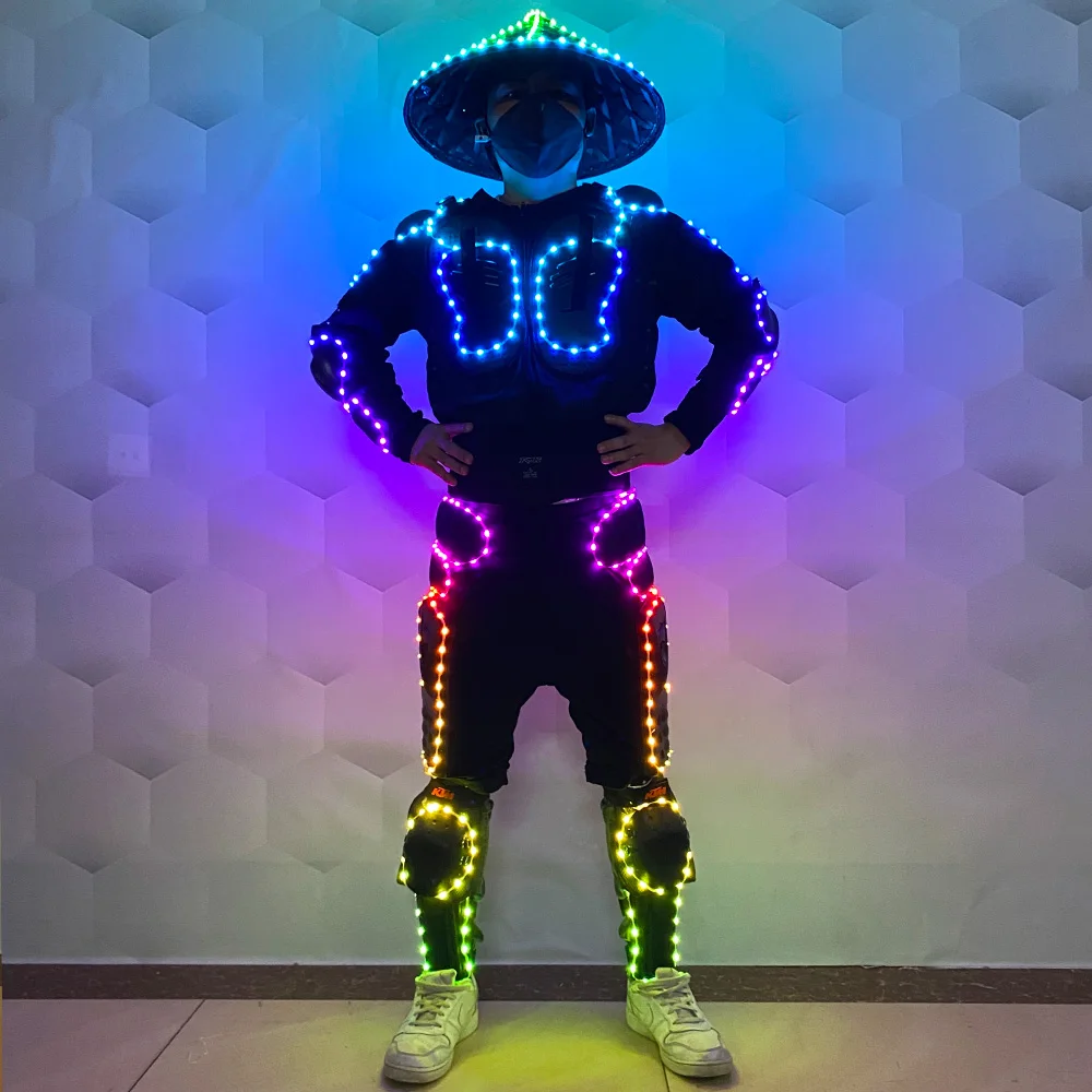 LED robot costume led hat glow-in-the-dark stage dance performance costume robot party atmosphere cool props