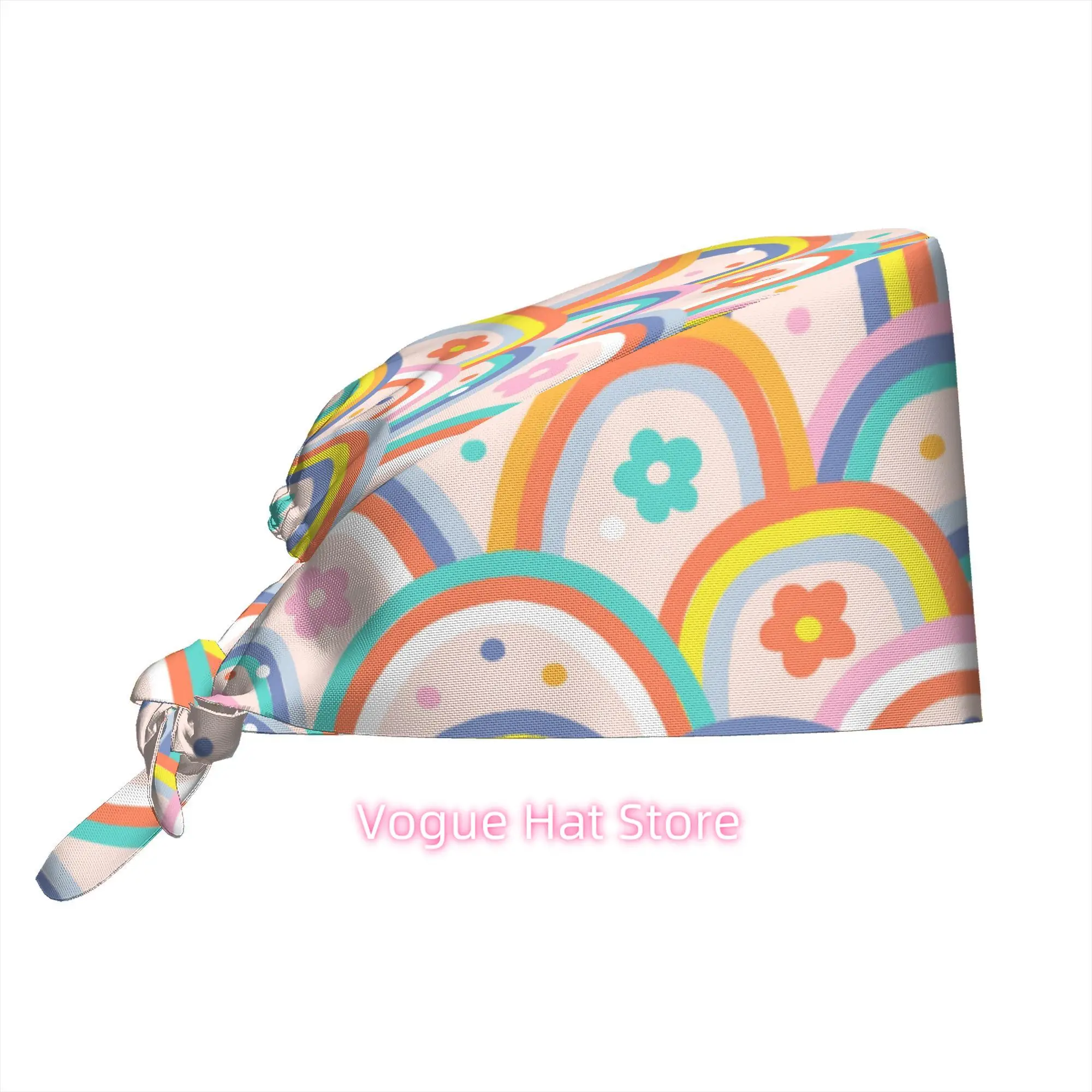 1pc Work Hat Colorful Rainbow Floral Pattern Bright Pastel Boho Style Decorative Art Perfect for Spring Summer Gift