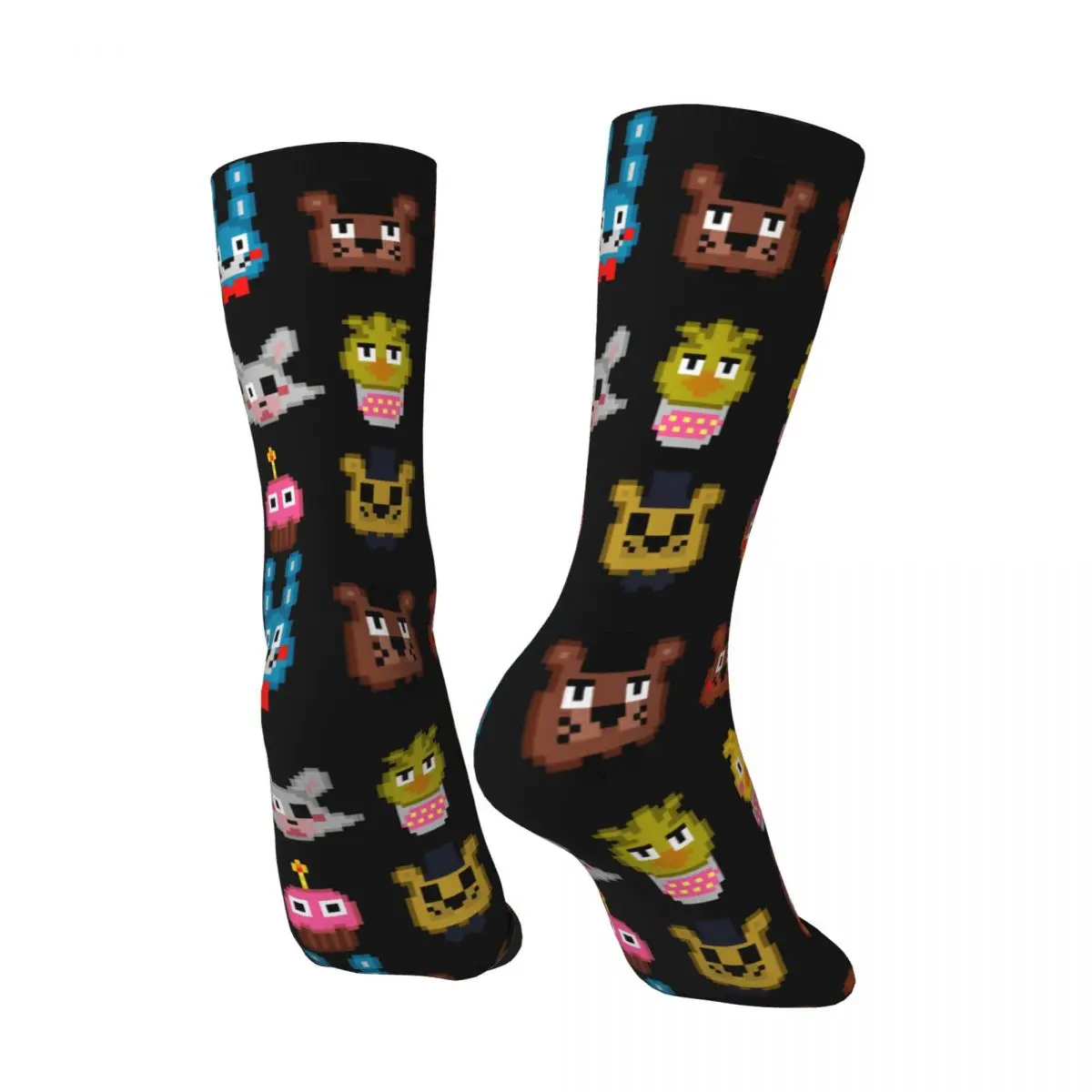 Hip Hop Vintage Pixel Design Classic Crazy Men's compression Socks Unisex FNAF Street Style Pattern Printed Funny Novelty Happy