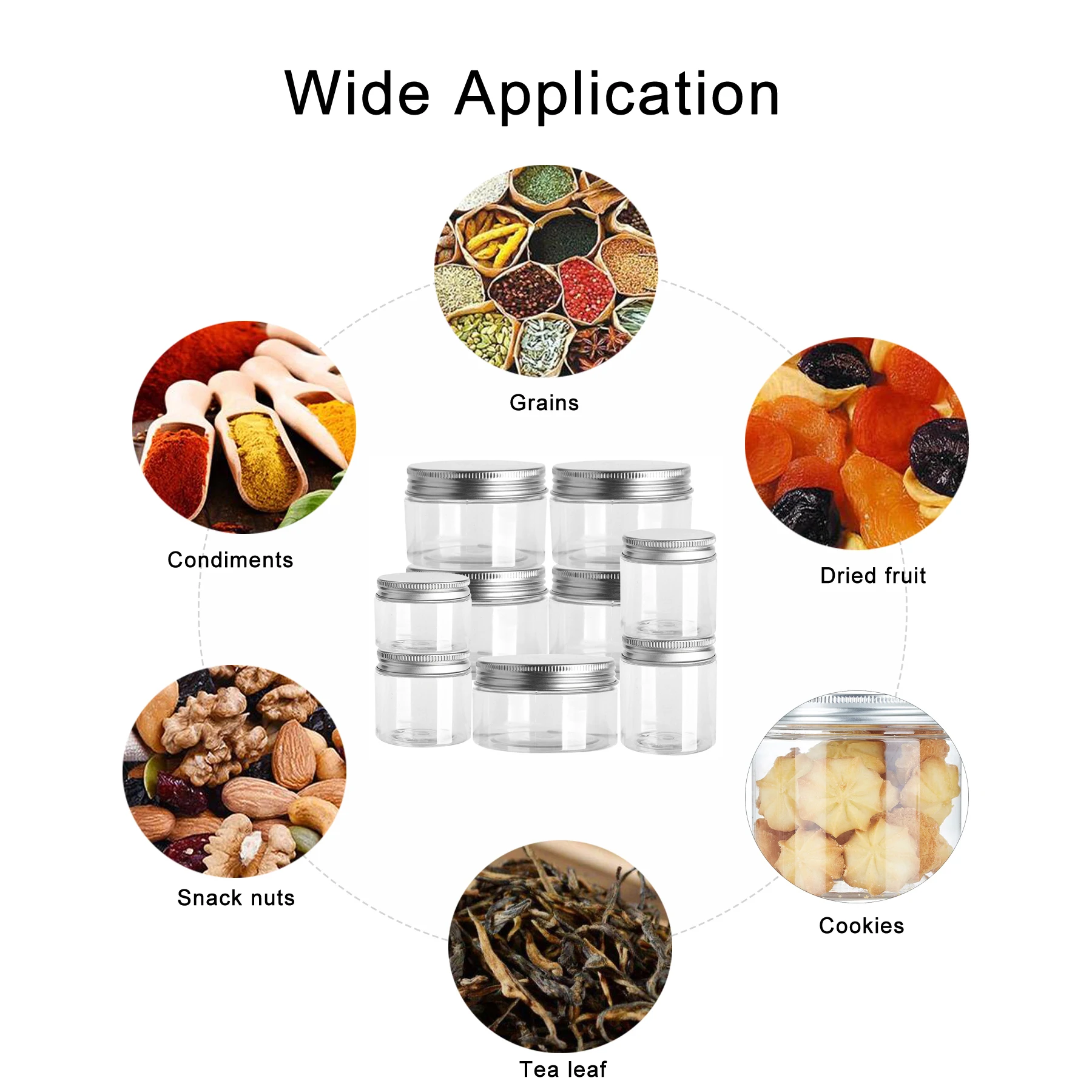 1-10 قطع 20-250 مل برطمانات بغطاء ألومنيوم واسعة الفم، حاويات كريم بلاستيكية شفافة فارغة لتخزين مستحضرات التجميل والمكياج