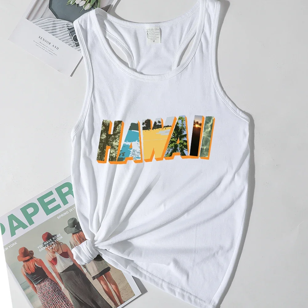 

Hawaii Tops Women Hawaii Beach Tank Top Girls Classic Sunset Coconut Tree Summer Fashion Clothing 2024 Letters Print