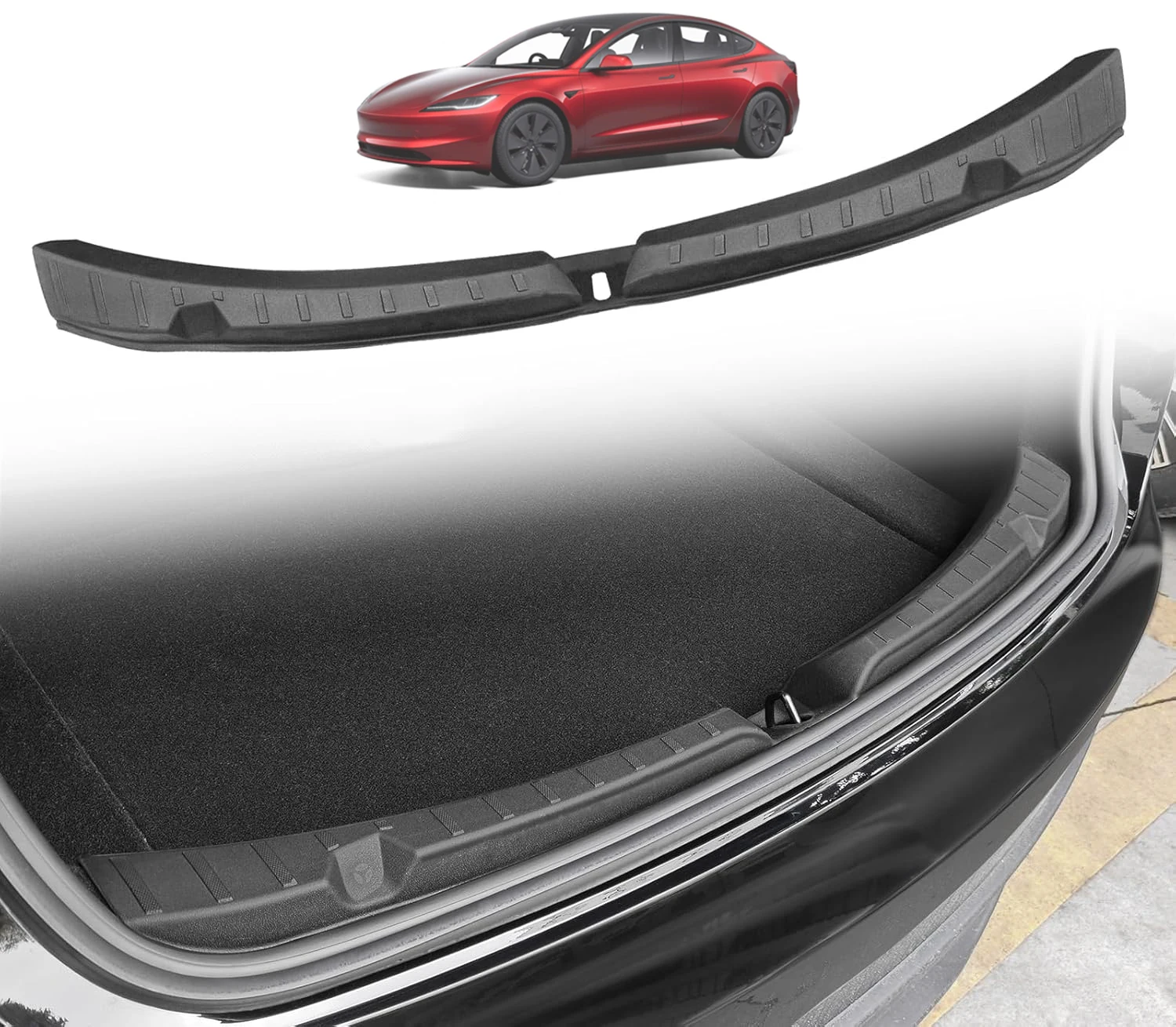 For Tesla New Model 3 Highland 2024 2025 Trunk Threshold Strip TPE Mats Sill Guard Rear Cargo Anti Scratch Protector Accessories