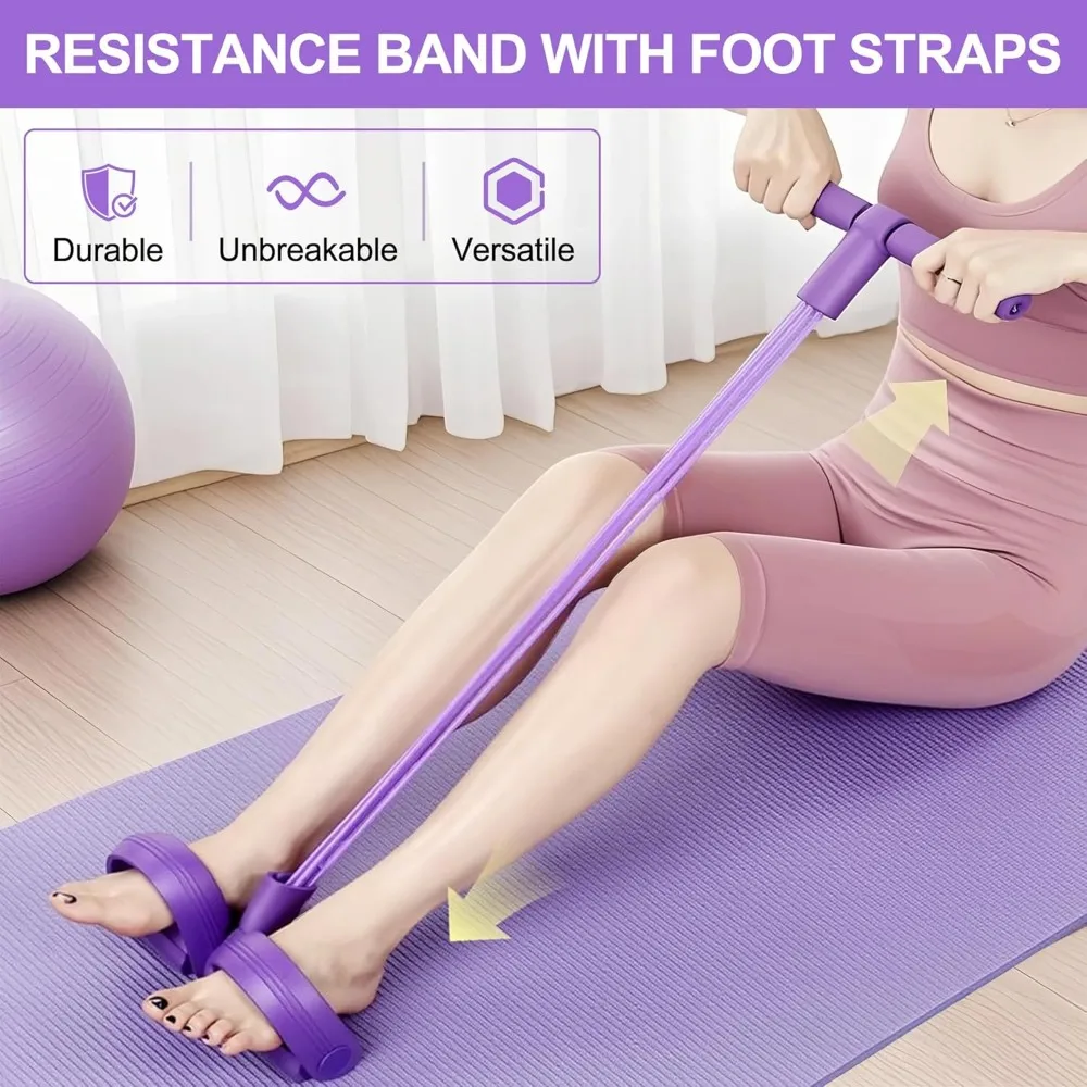 21 Fitness Resistance Bands-4 หลอดเหยียบข้อเท้า PULLER,โยคะยืดหยุ่นใหม่เหยียบ PULLER ยืดสําหรับออกกําลังกาย,AB การฝึกอบรม Auxi