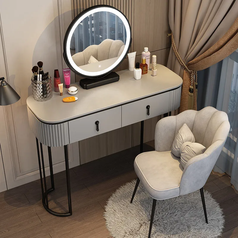 Ins Style Bedroom Girls' Modern Style Super Mini Dressing Table Dressing Table Storage Cabinet Integrated