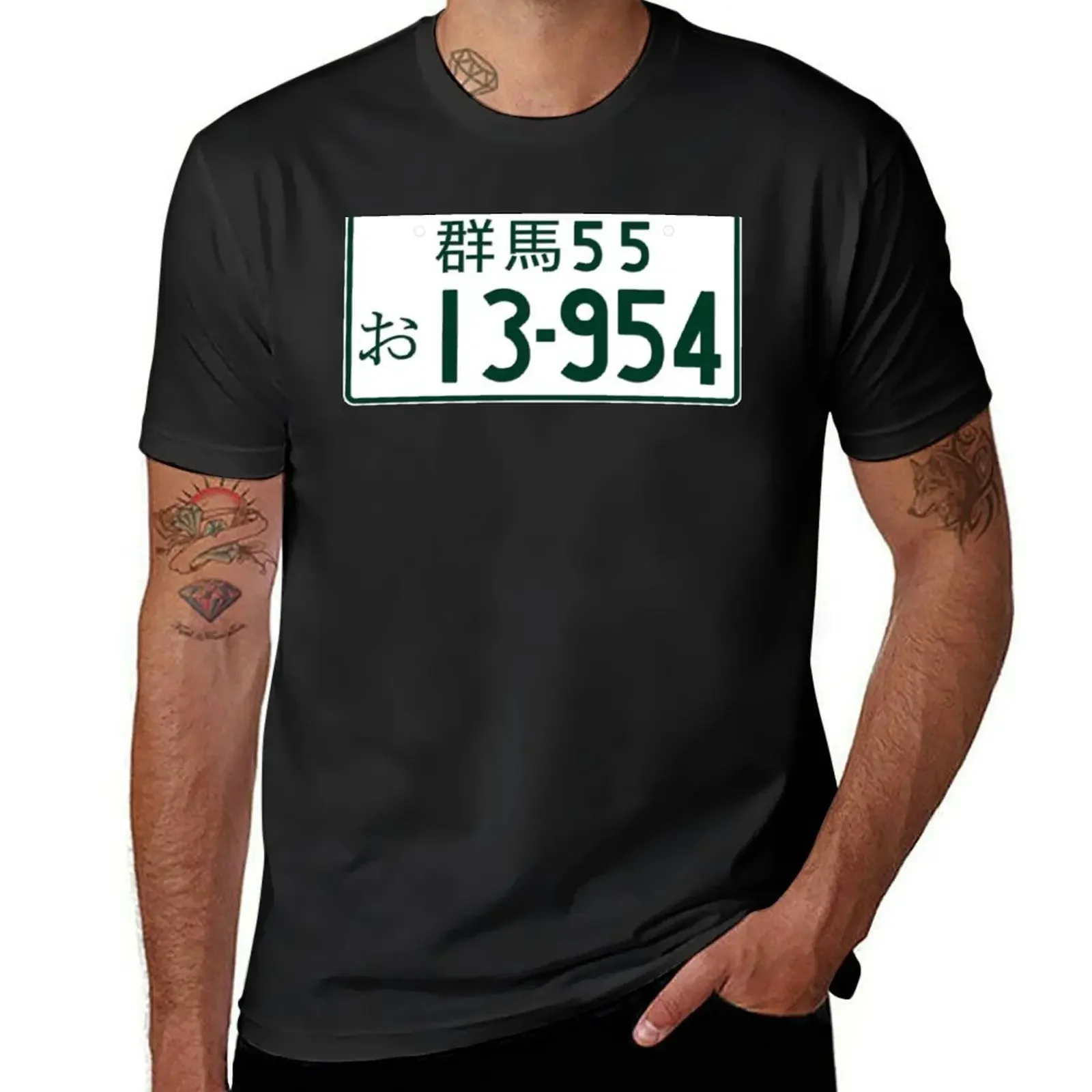 INITIAL D 13-954 Takumi number plate T-Shirt customizeds anime figures mens graphic t-shirts big and tall