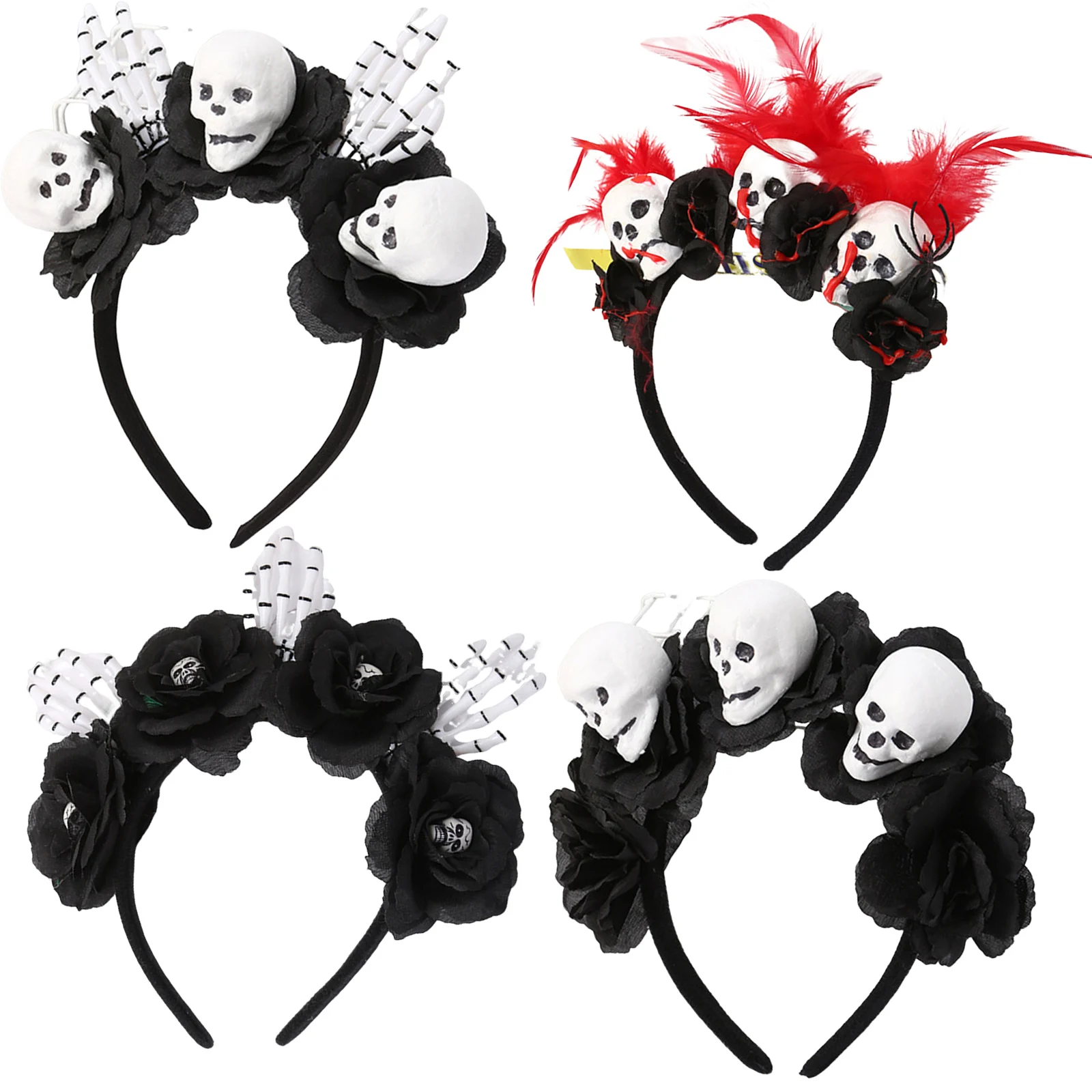 1Pc Skull Headband For Halloween Simulated Flower Foam Cranium Hairband Punk Festival Dress Up Party Decoration Cosplay Props