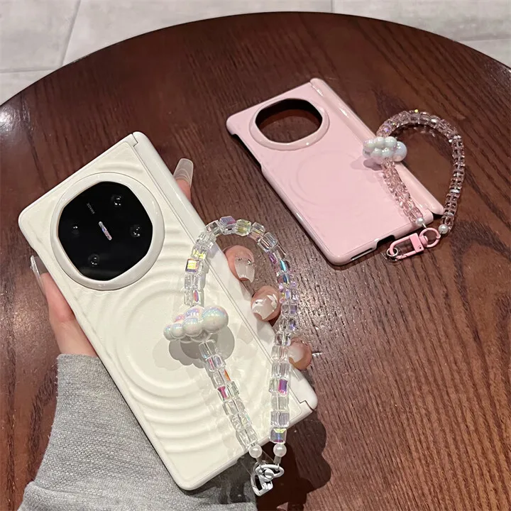 

Для Huawei Mate X6 чехол для телефона X5 складной экран X3 кожаный магнитный волнопоглощающий браслет с пульсацией шарнир розовый защитный чехол