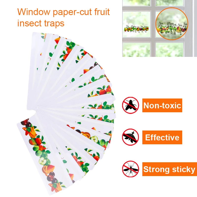 창문 플라이 트랩, 실내 과일 플라이 트랩, 플라이 페이퍼 스티커 스트립, 실내 버그 캐처 과일 플라이 트랩, 10 팩 