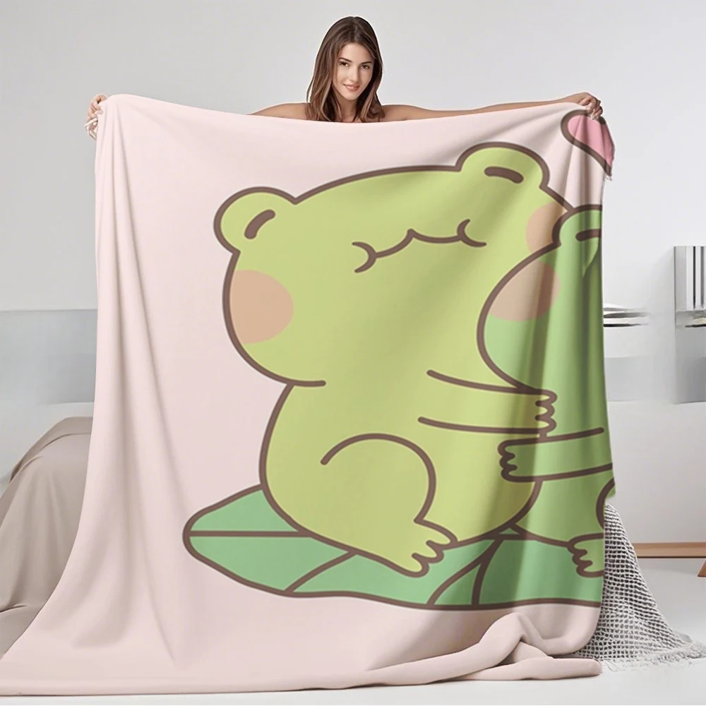 

Year-round Use Scandinavian Flannel Blanket Cute Hugging Frogs In Double-sided Throw Thermal Blanket Hypoallergenic Blankets