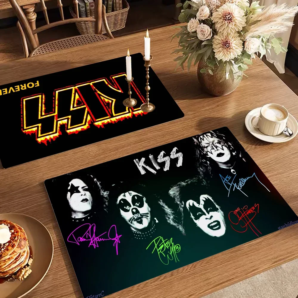 K-Kiss Band Floor Mat Printed Dish Drying Mat Super Absorbent Coffee Drain Pad Tableware Kitchen Dinnerware Placemat