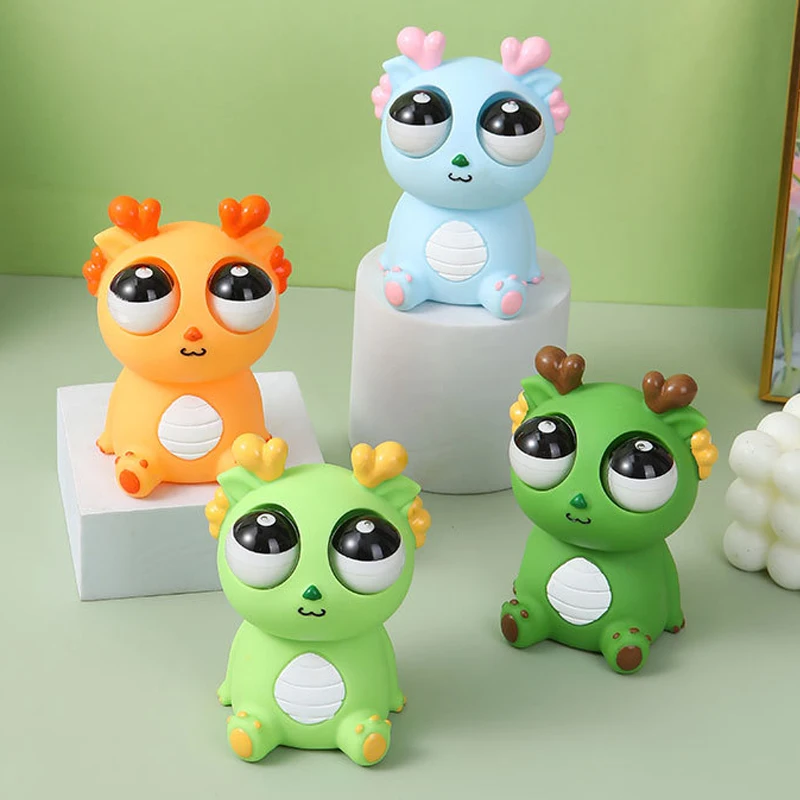 Eyeballs Squeeze Pinch Toys Patent Cartoon Cute Dragon Doll Adult Stress Relief Explosive Eyes Prank Funny Relieve Anxiety Toys