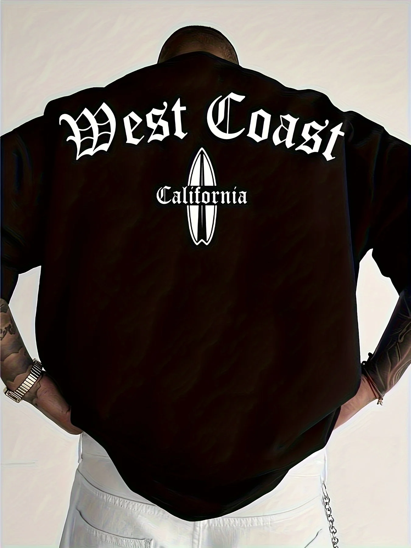 West Coast California Surfboard Print on Premium Soft 100 Cotton Mens T Shirt Perfect for Summer Streetwear and Casual Trips