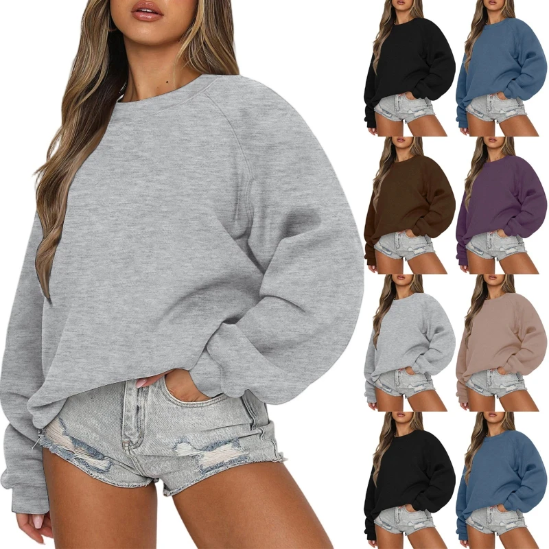 Felpe con cappuccio oversize autunno 2025 da donna taglie forti Maglioni girocollo in pile Felpe casual