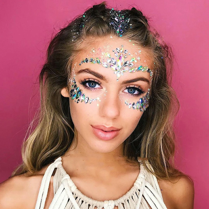 3D Crystal Jewels Tattoo Sticker Shiny Face Body Rhinestones Diamond Temporary Stickers Music Festival Party Decoration Tattoo