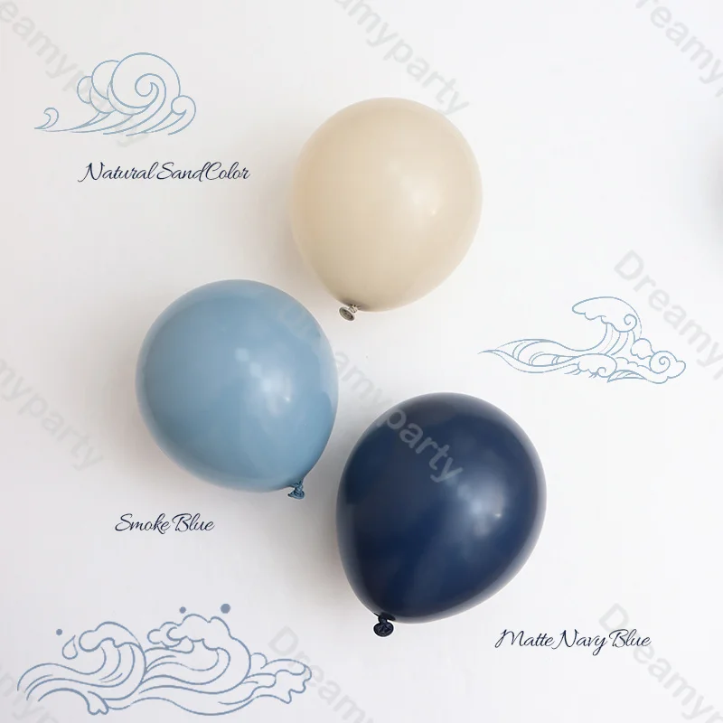 4-16ft Ocean Themed Balloon Arch Kit Smoke Blue Natural Sand Balloons Boy Birthday Baby Shower Seaside Wedding Decor Supplies