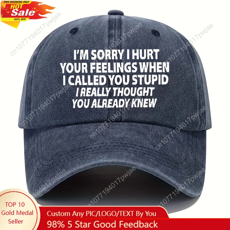 

Vintage Washed Distressed Letter Print Baseball Cap Adjustable Casual Outdoor Sports and Hiking Sun Hat Ideal Gift Choice