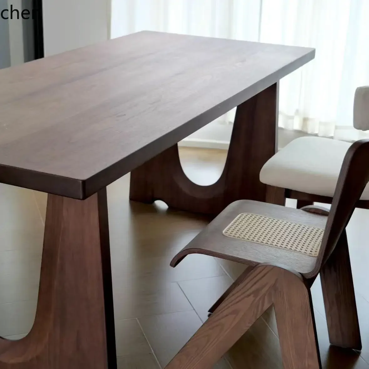 all solid wood dining table black walnut living room household rectangular medieval workbench