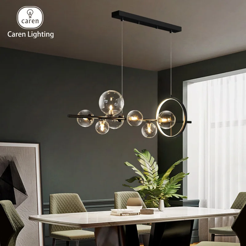 Nordic minimalist restaurant dinning pendant lights stylish glass chandelier lamp Bubble-Inspired classic chandelier LED ring