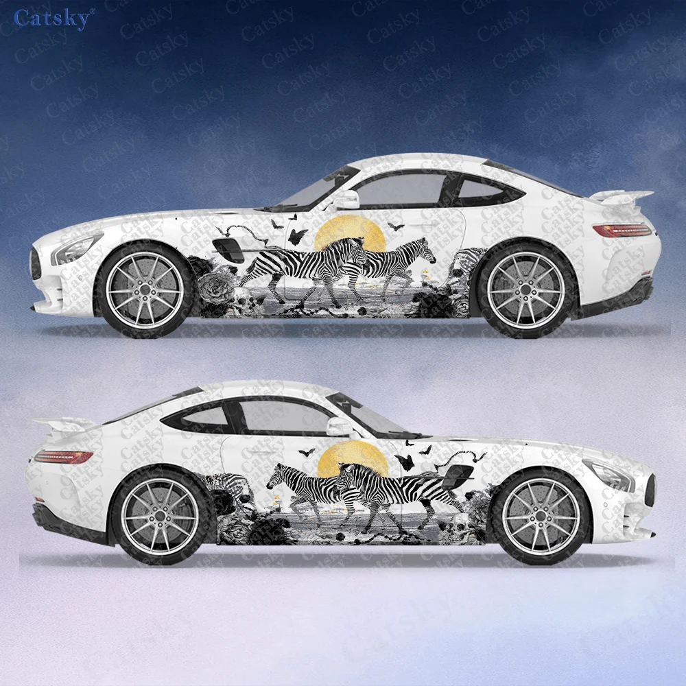 

2 шт. наклеек на боковые части автомобиля с изображением зебры в стиле вестерн, самоклеящиеся, из ПВХ, водонепроницаемые и устойчивые к царапинам, аксессуар для автомобиля, подарок.