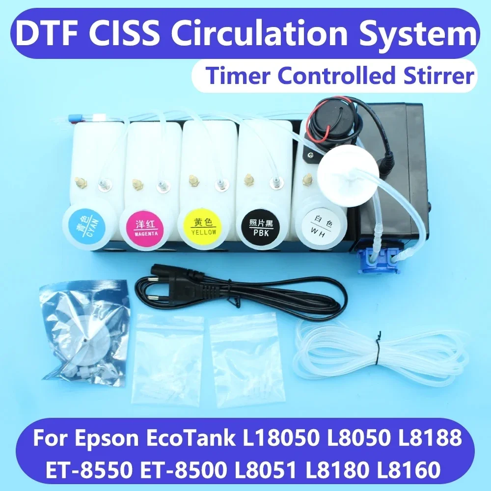 DTF Modify Ink CISS System For DTF Epson Et8550 L1800 L800 Xp600 L18058 L8058 L18050 L8050 Kit White Ink Tank Dtf Conversion Kit