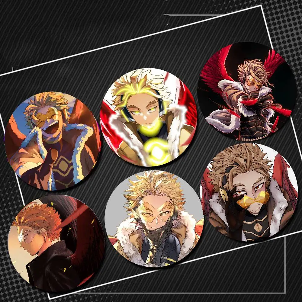 Anime My Hero A-Academia H-Hawks Badges Anime Round Laser Badge Cartoon Brooch Clothes Backpack Accessories Lapel