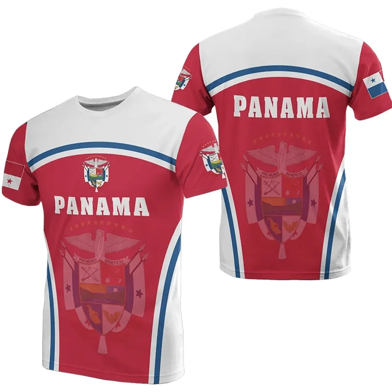 Fashion Panama Flag Pattern T Shirt For Men Sports Gym T-shirt Tops Summer Street 3D Printed Short Sleeves Casual Loose Tees