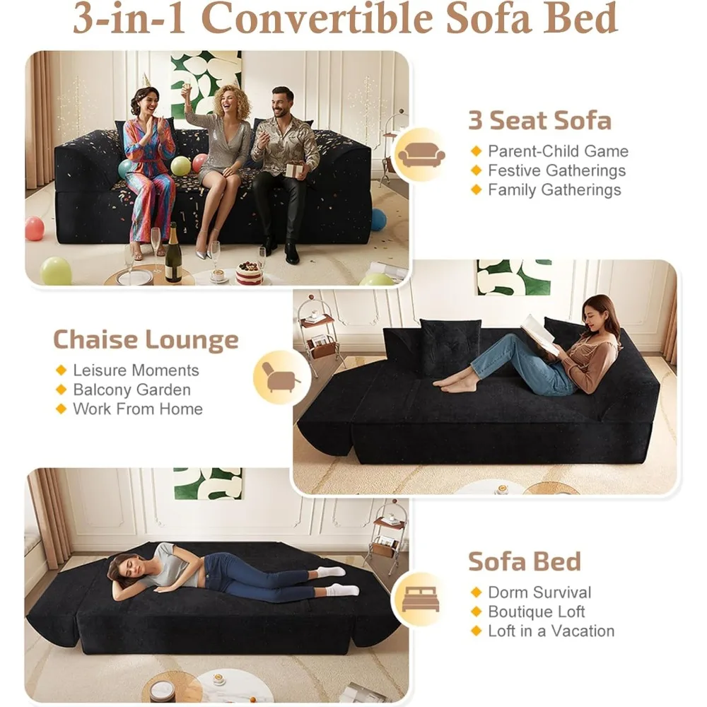 أريكة سرير قابلة للتحويل لغرفة المعيشة، أرائك بدون عظم، أريكة أرضية من إسفنج الذاكرة المضغوطة، أريكة سهلة الإعداد في صندوق، سوب العمود الفقري #6