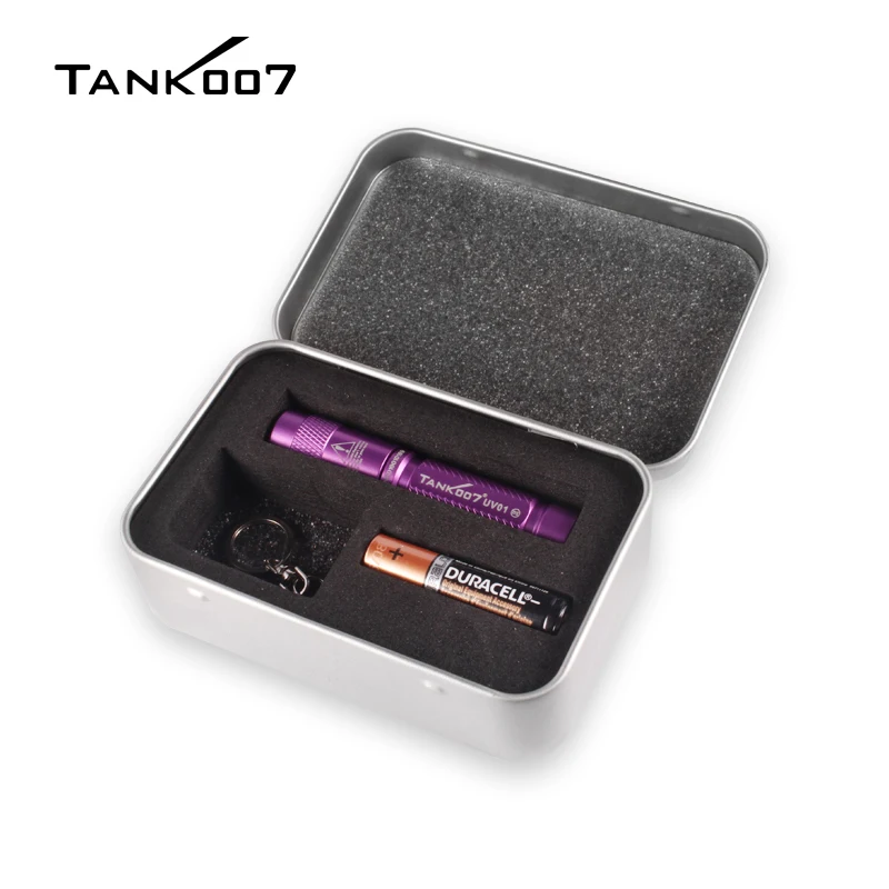 TANK007 black UV01 365nm UV Flashlight 1W LED Portable Mini Keychain AAA Battery Blacklight Torch Waterproof Ultraviolet Lamp